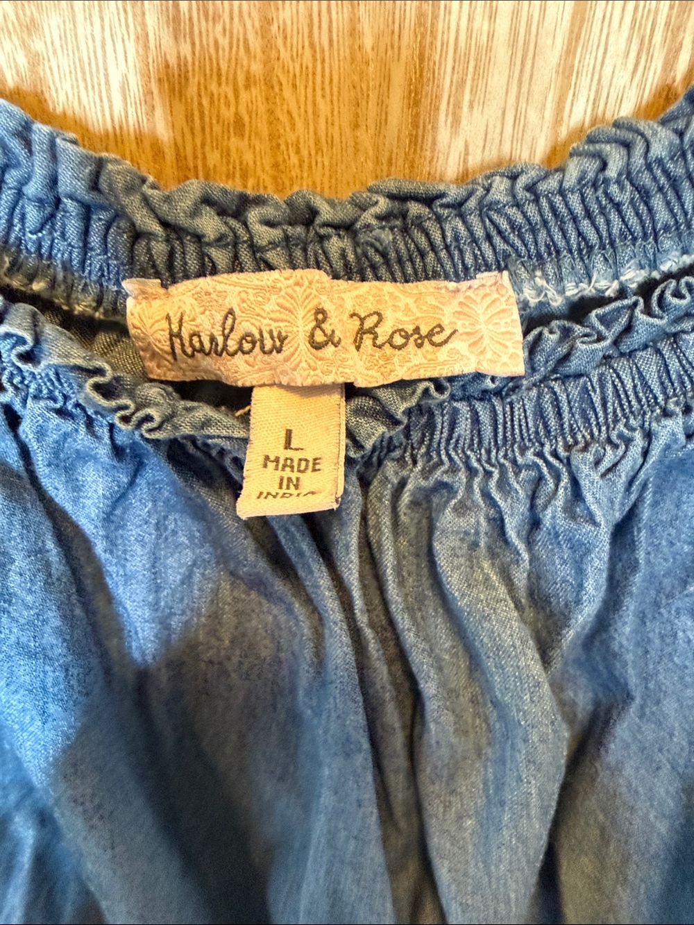 Denim-Blue Puff Sleeve Midi Dress - Picture 2 of 7
